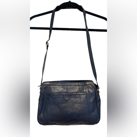Tano Bags Vintage Tano Crossbody Bag Navy Blue Genuine Leather Shoulder Bag Compartments